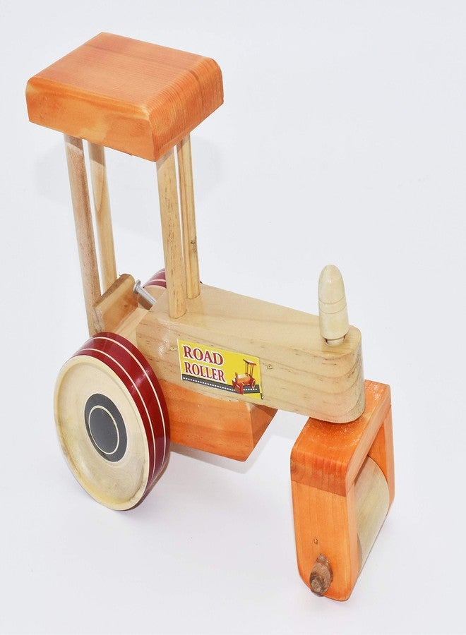 justhandmade Just Handmade Wooden Tractor with Trolley | Road Roller - Pull Along Toy for Kids, Colors May Vary - Combo of 2 - Image 4